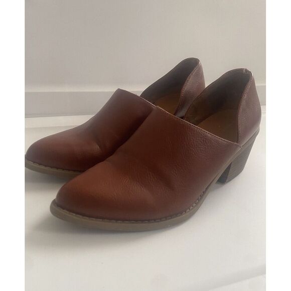 Cynthia Rowley Ankle Boots Cognac Color Eddie Slip-ons Block Heels Size 9 - Picture 2 of 15